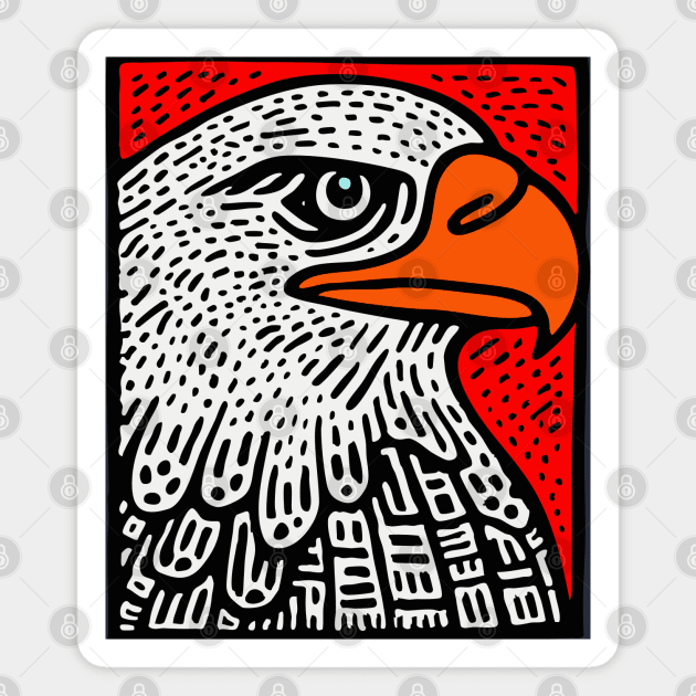 American Bald Eagle - Graphic Pop Art Portrait Magnet by TuncGK